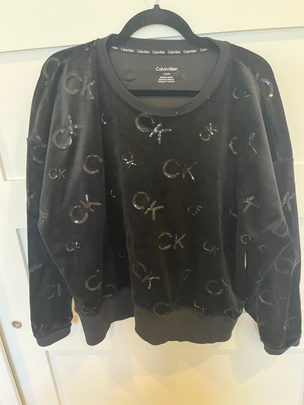 Calvin Klein Black Logo Velvet Sweatshirt